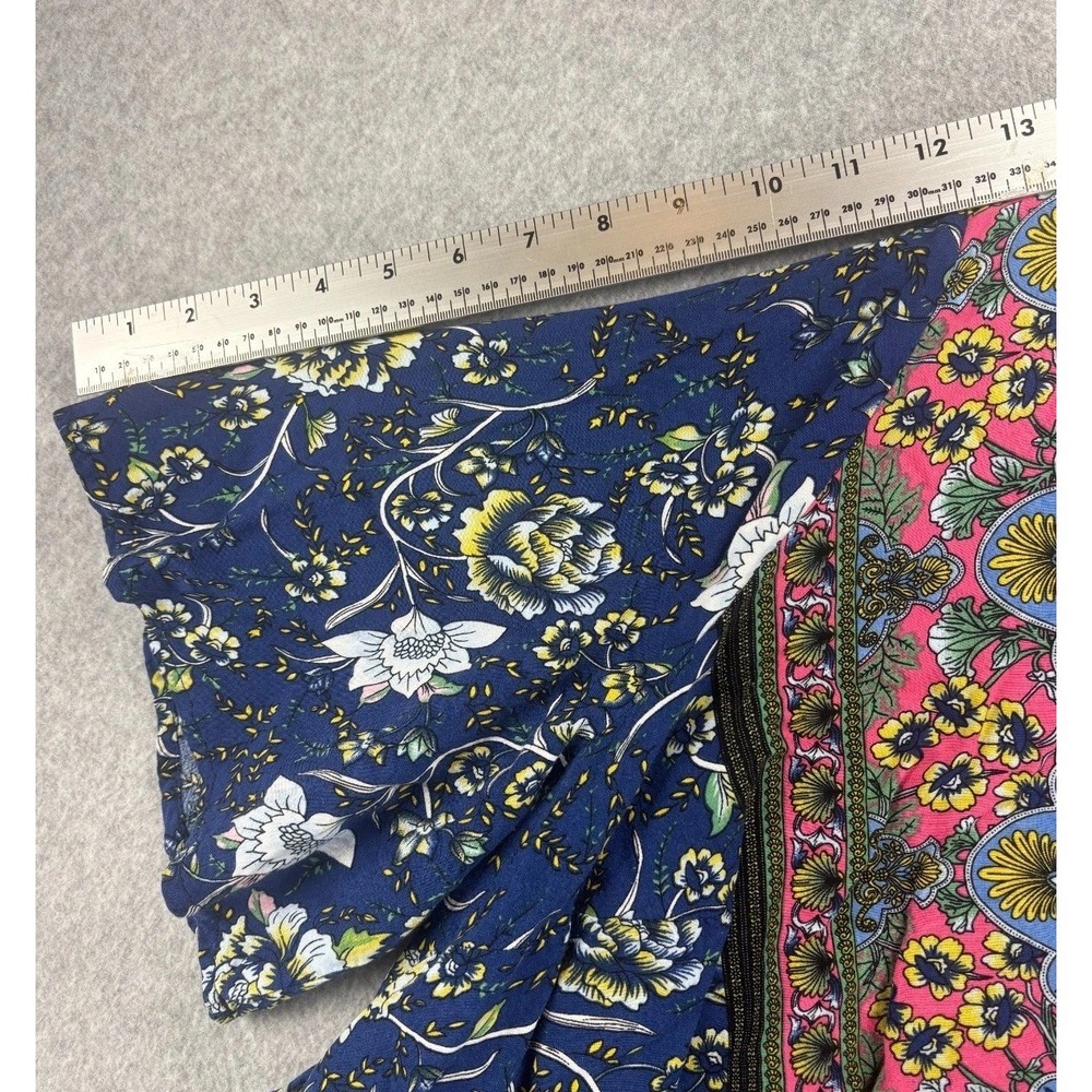 Boho Floral V Neck Tunic Festival Resort Top Blue Bell Sleeve Womens 18-20 Plus - Picture 12 of 13